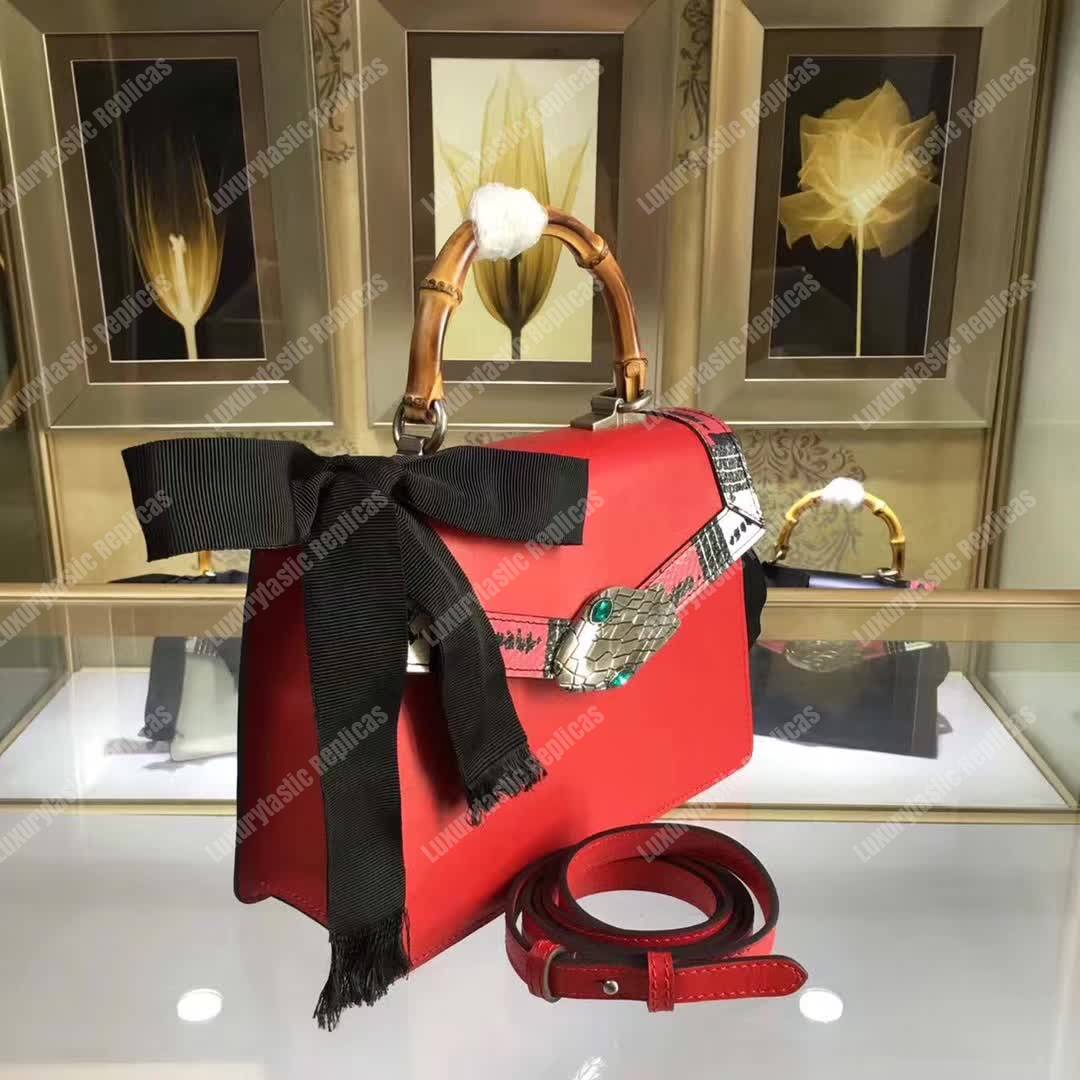 G*u*i lilith leather top handle bag red