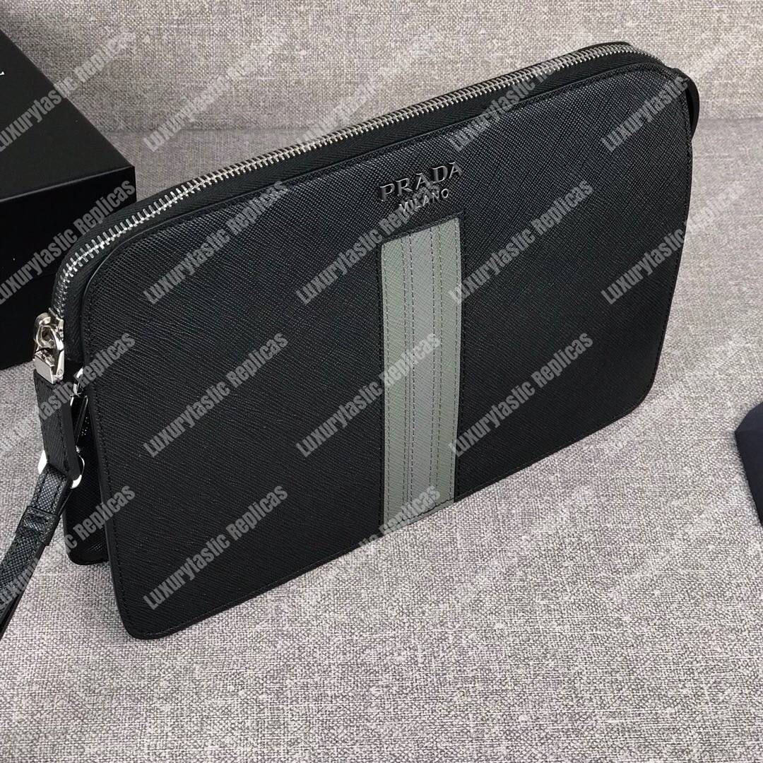 Pra*a saffiano leather men’s bag grey