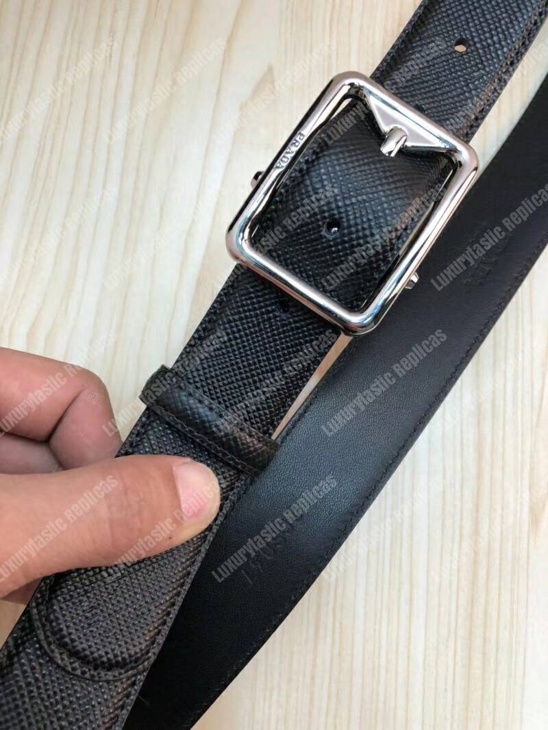 Pra*a saffiano leather belt black