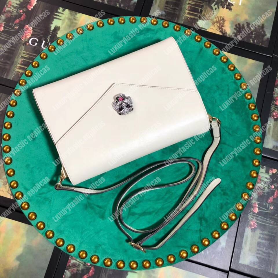 G*u*i medium leather shoulder bag white