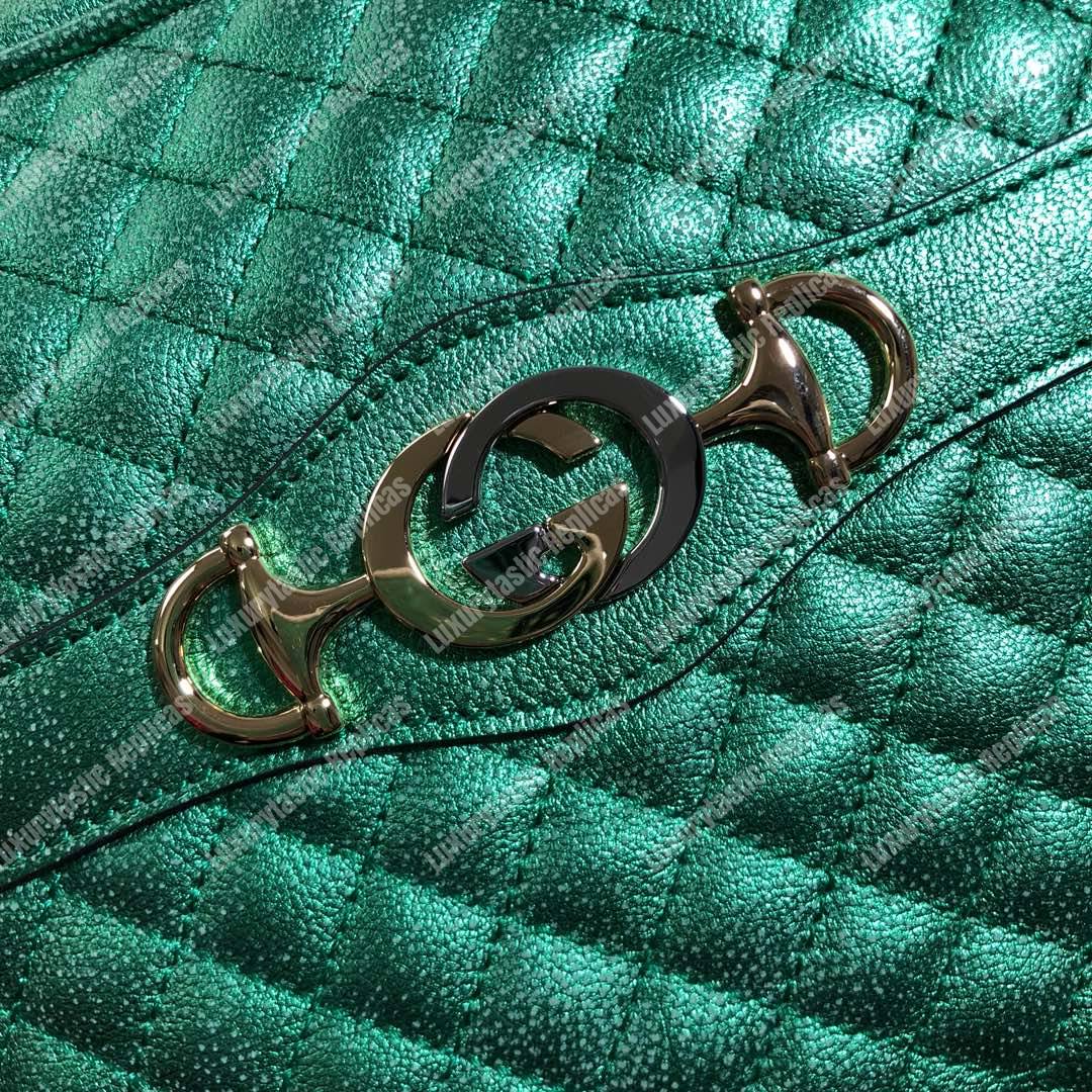 G*u*i laminated leather small shoulder bag green