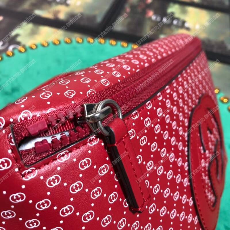 G*u*i G*u*i-dapper dan belt bag hibiscus red with white gg pattern