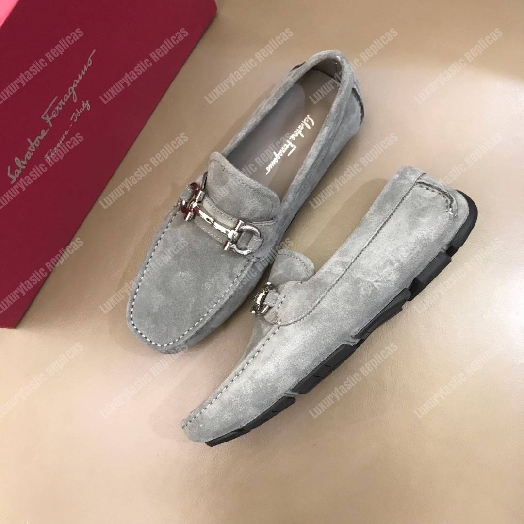 Salvatore Ferragamo Gancini Driving Shoe Gray