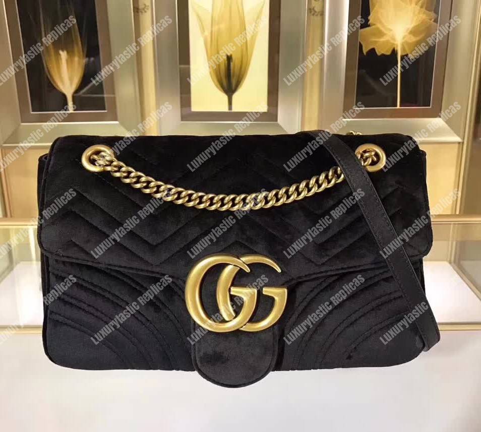 G*u*i gg marmont medium bag black velvet