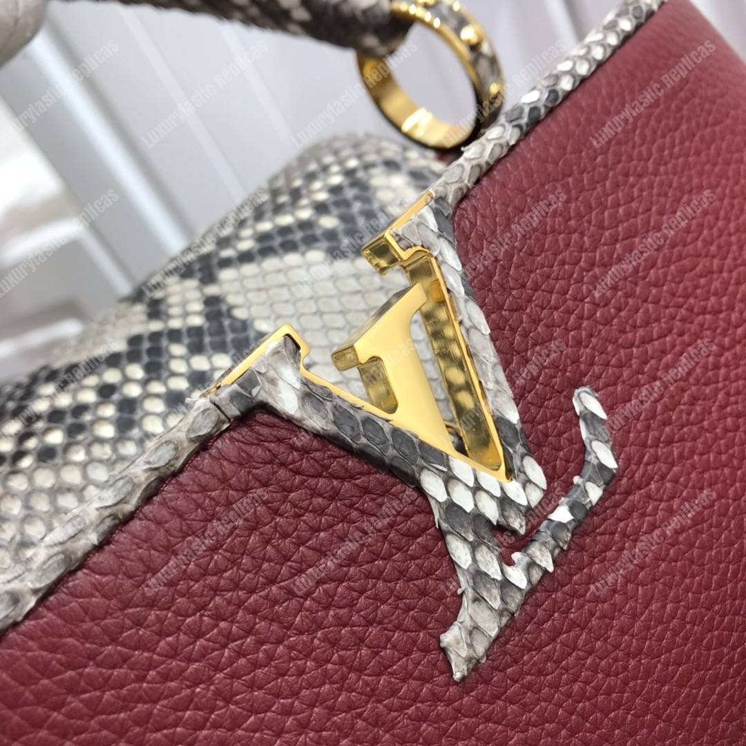 LV Capucines BB Taurillon Python Bordeaux
