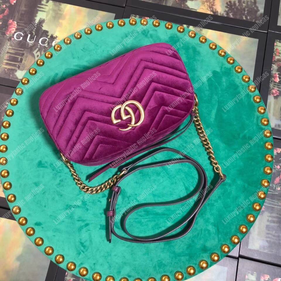 G*u*i gg marmont velvet small shoulder bag fuchsia