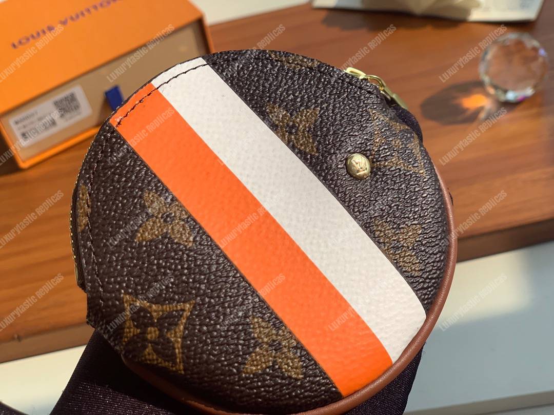 LV Round Coin Purse Monogram Orange White