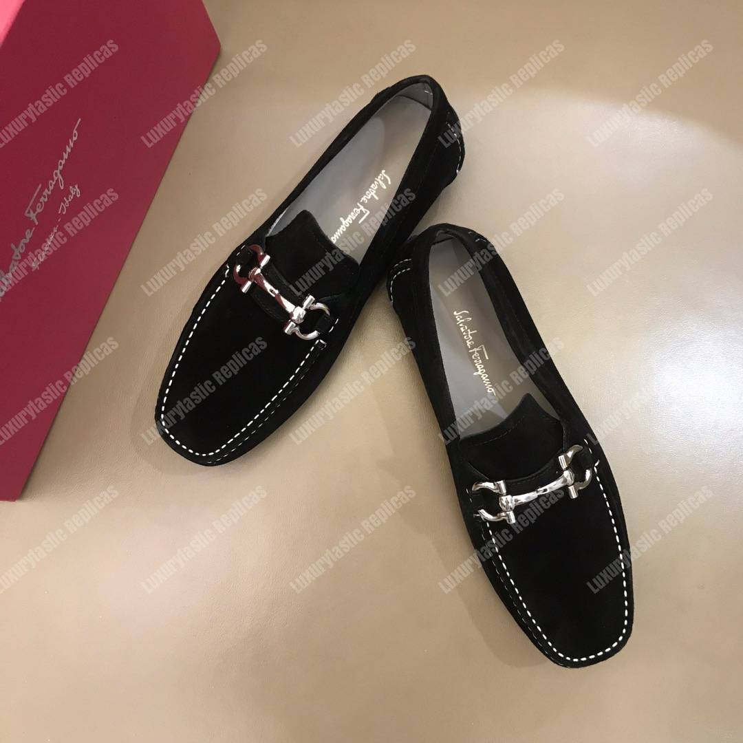 Salvatore Ferragamo Gancini Driving Shoe Black
