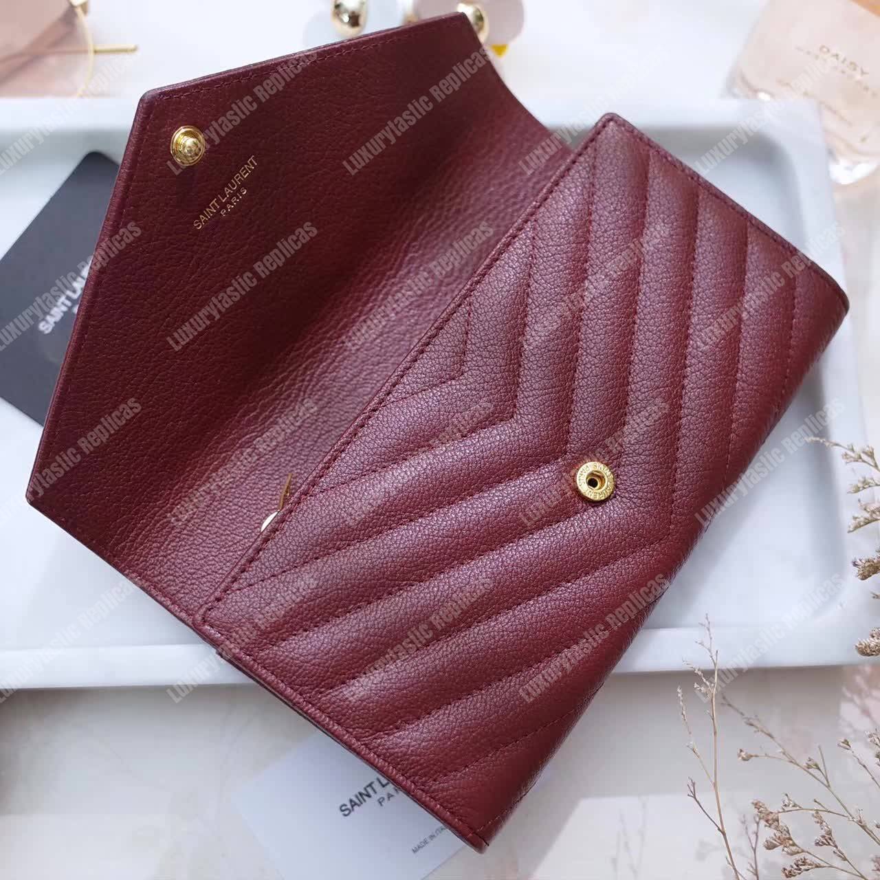 Saint Laurent Monogram Large Flap Wallet Dark Red De Poudre
