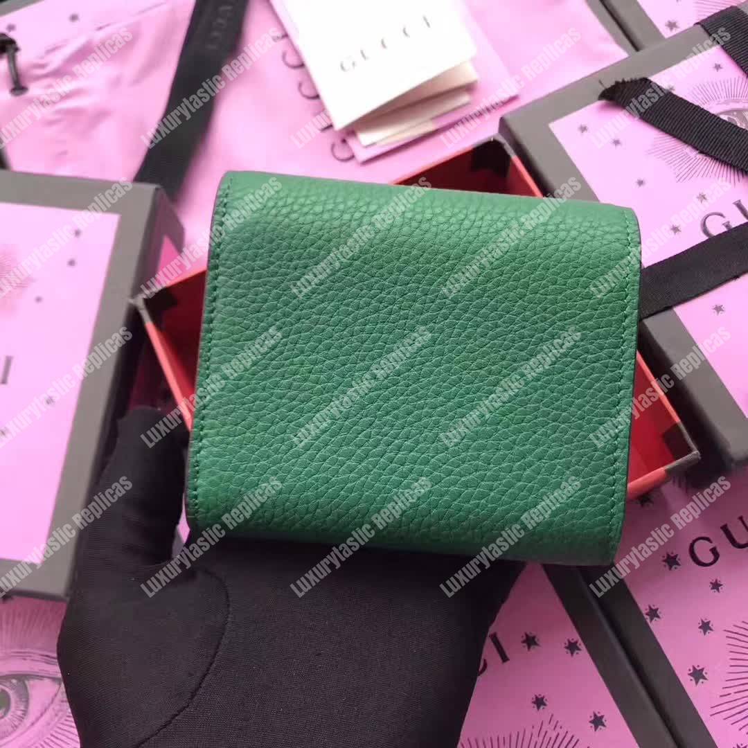 G*u*i padlock wallet emerald green