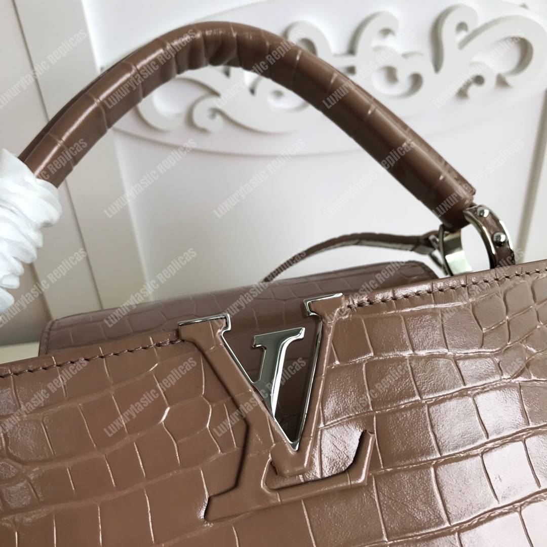 LV Capuccines PM Crocodilien Mat Taupe
