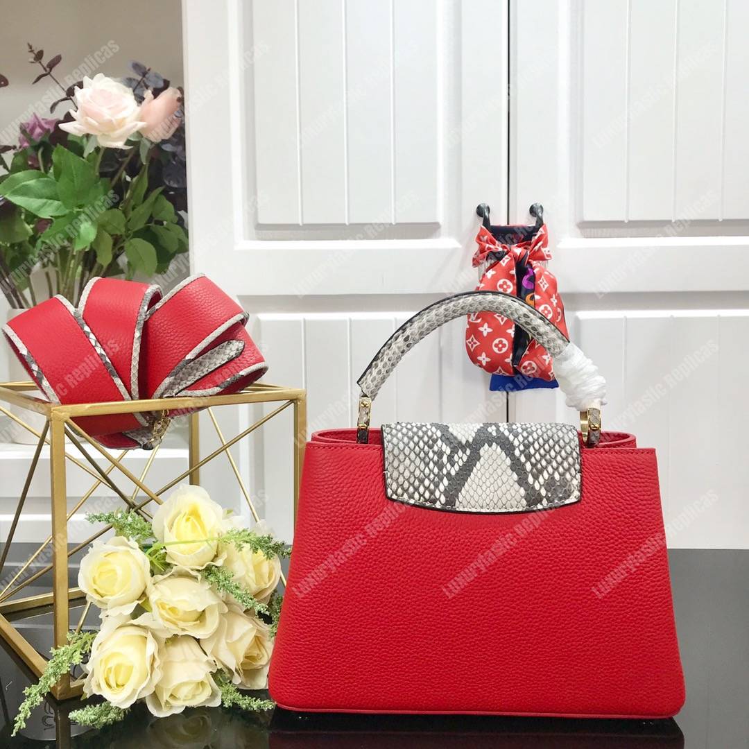 LV Capucines BB Taurillon Python Rouge