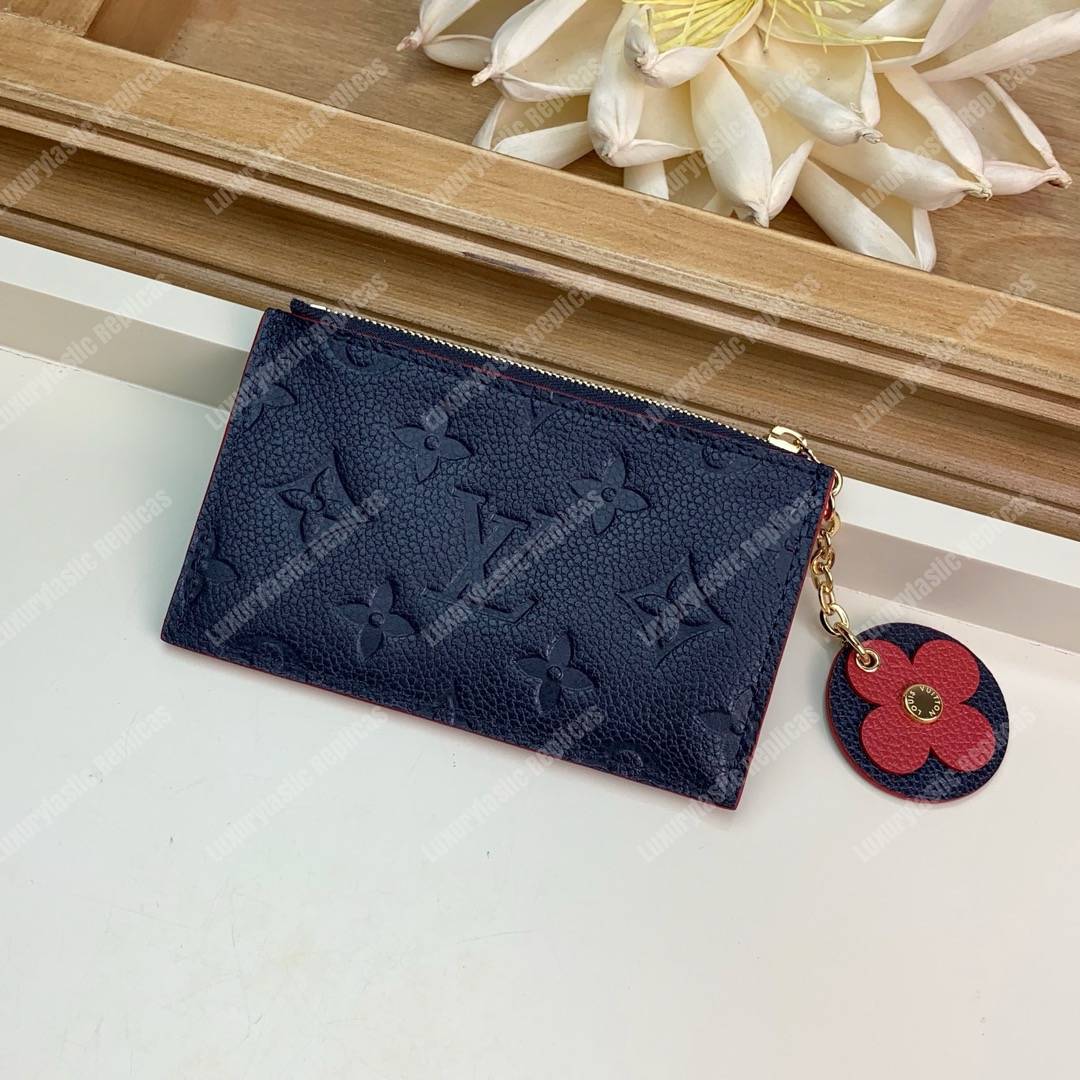 LV Zipped Card Holder Monogram Navy Red