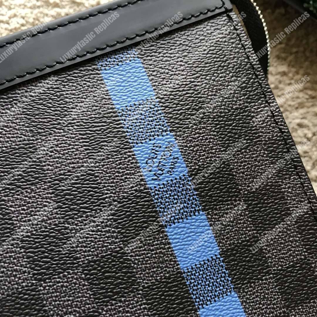 LV Pochette Voyage MM Damier Graphite Stripe Blue