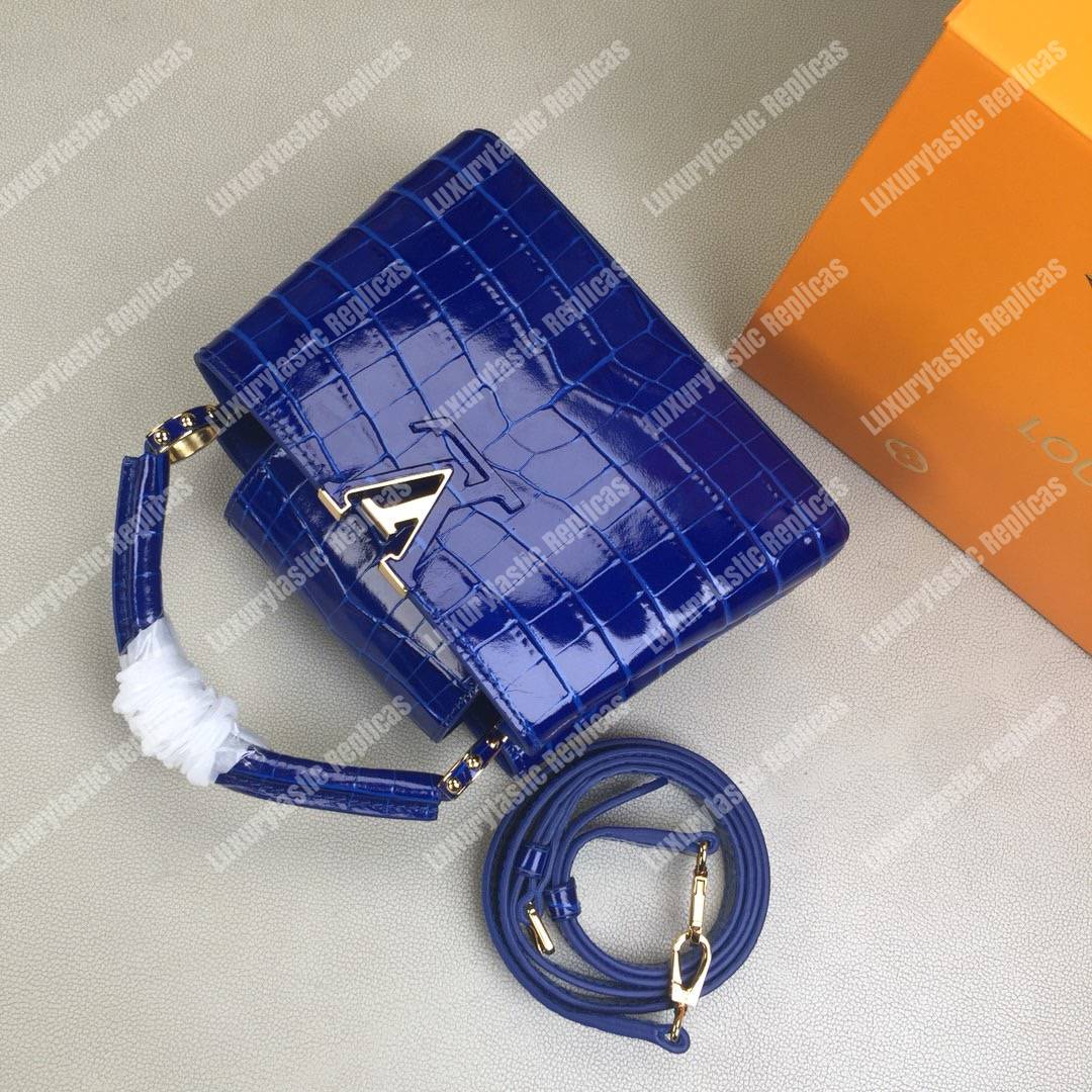 LV Capucines Mini Crocodilien Brillant Bleu Santorin