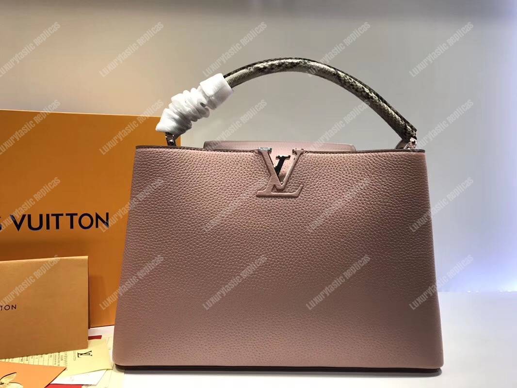 LV Capucines MM Taurillon And Python Leather Magnolia