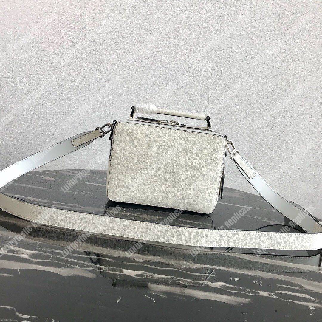 Pra*a brique saffiano leather bag white
