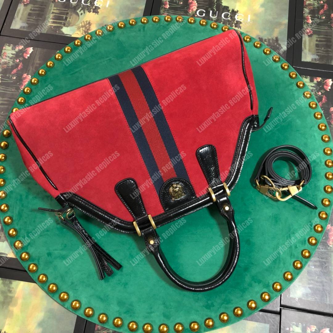 G*u*i re(belle) medium shoulder bag suede red