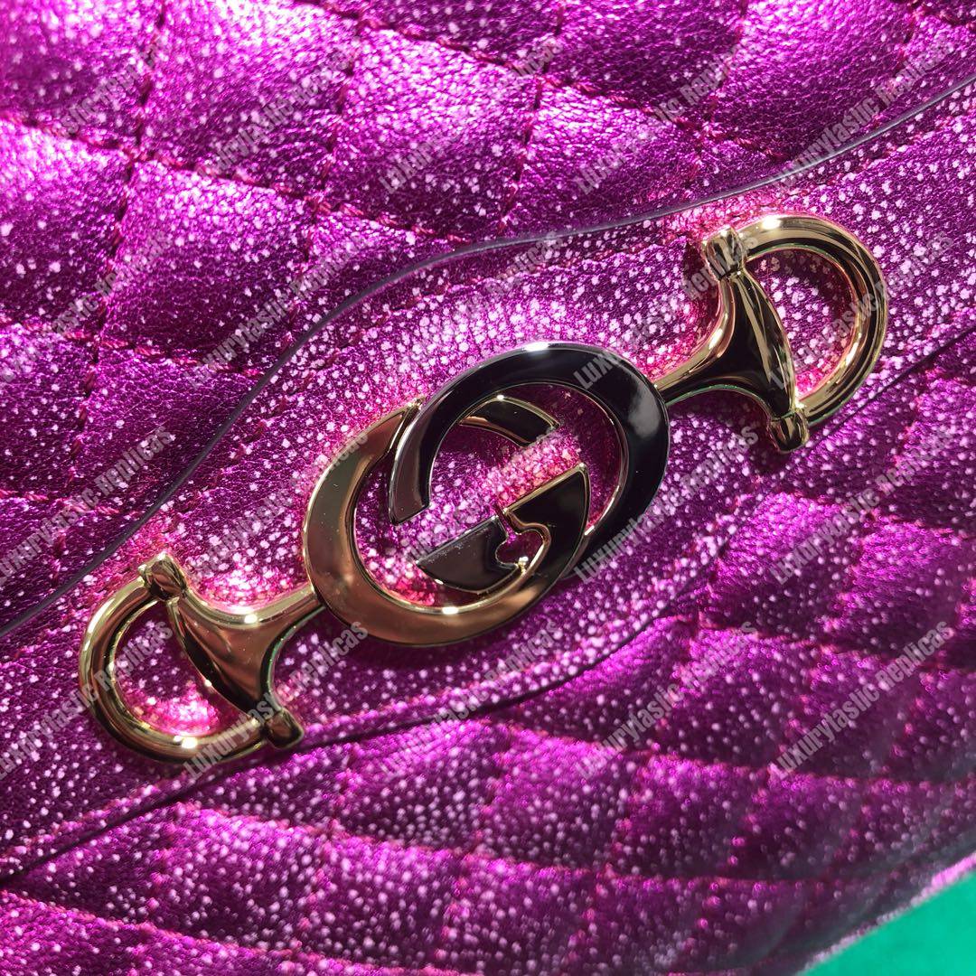 G*u*i laminated leather small shoulder bag purple