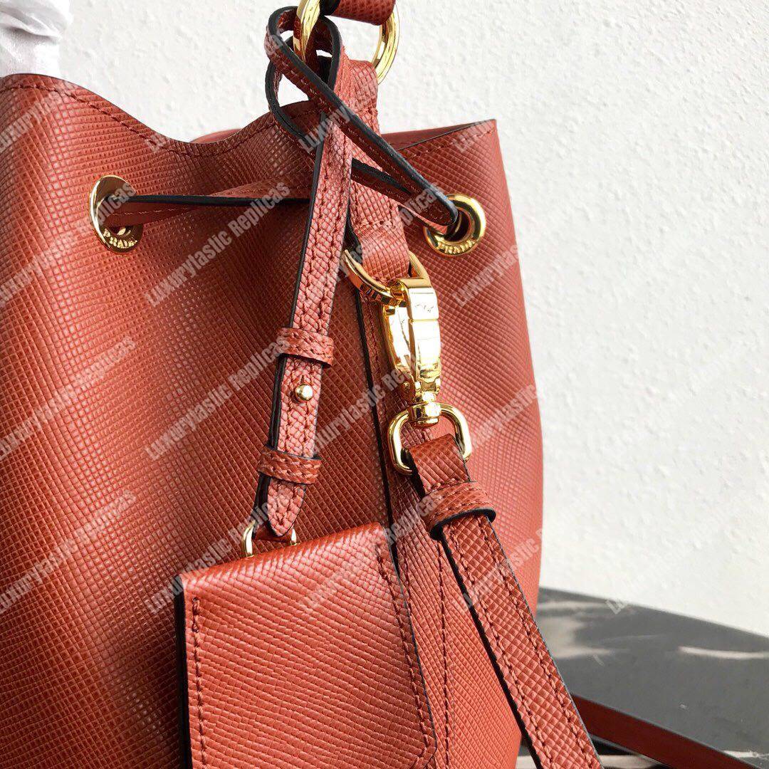 Pra*a saffiano leather bucket bag clay