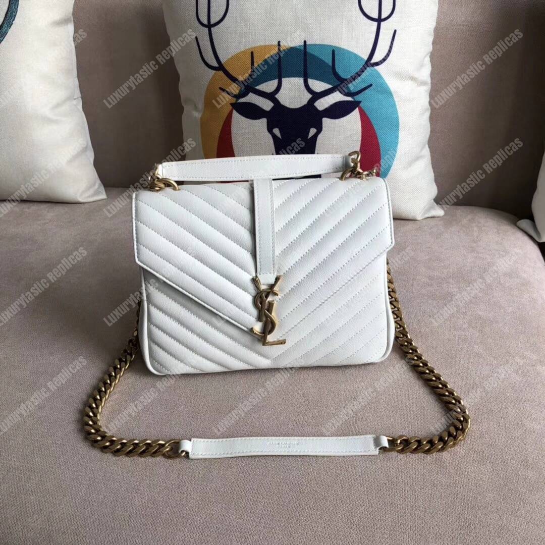 Saint Laurent Medium College Bag In Dove White