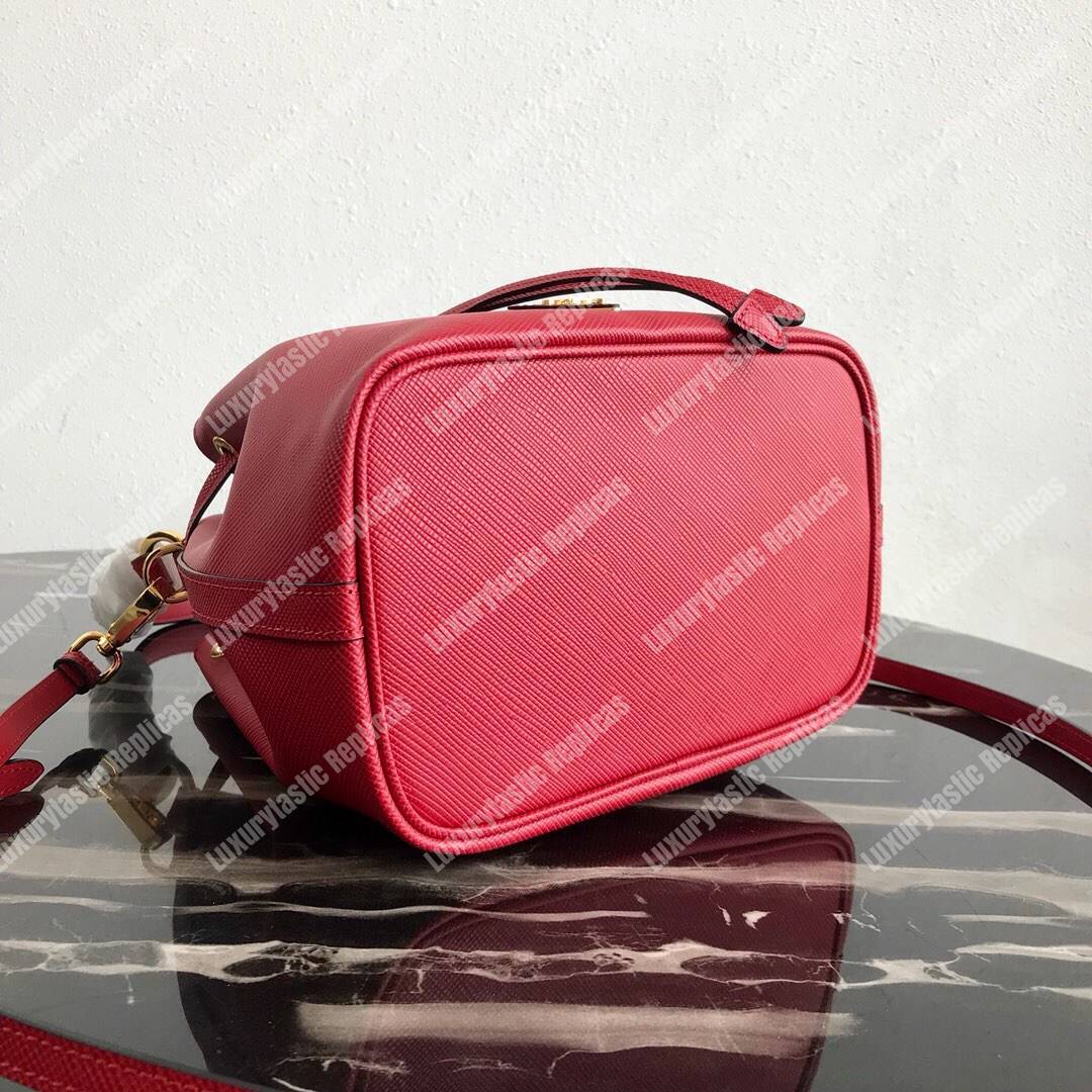 Pra*a saffiano leather bucket bag red