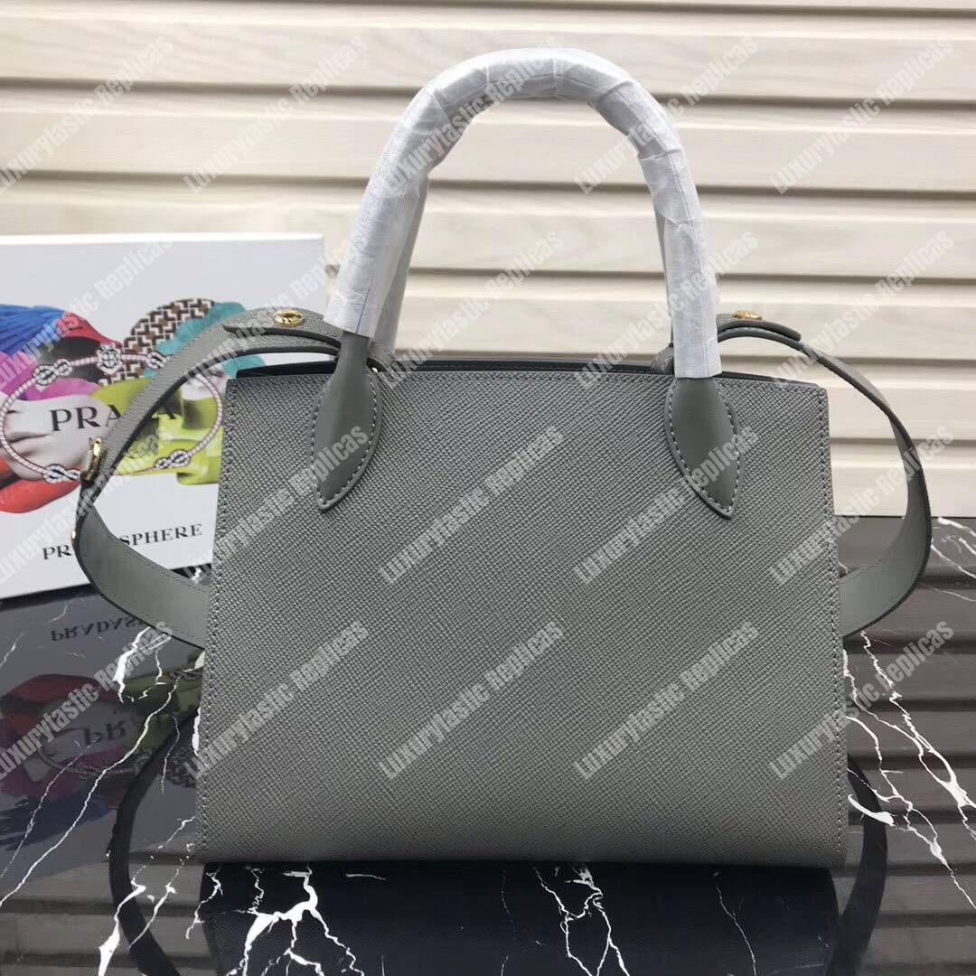 pra*a monoCh*0me saffiano leather bag grey