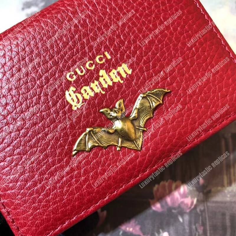 G*u*i garden leather wallet red with bat