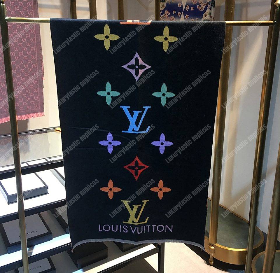 LV Reykjavik Scarf Cashmere & Wool Black Multicolor