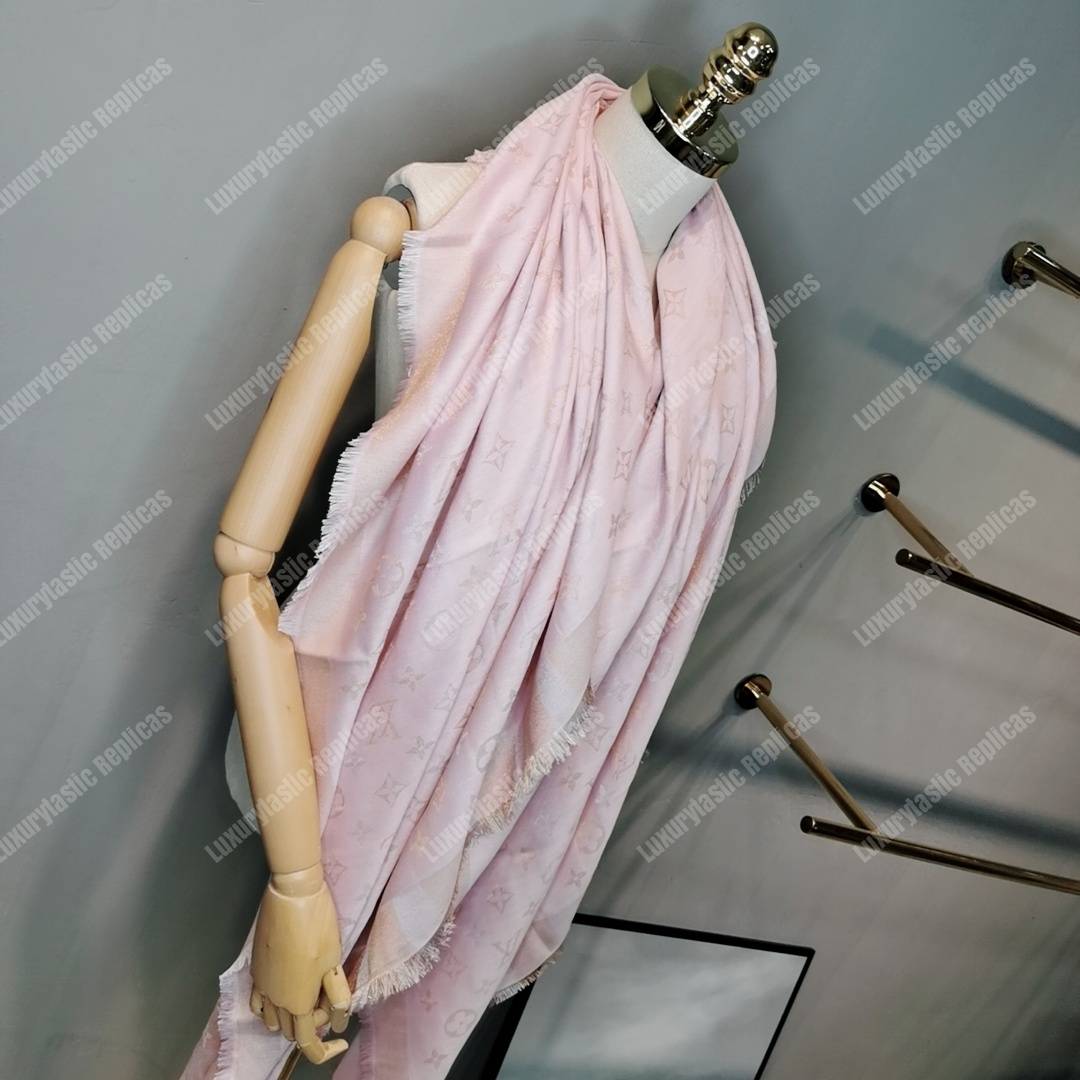 LV Monogram Shine Shawl Rose Velours
