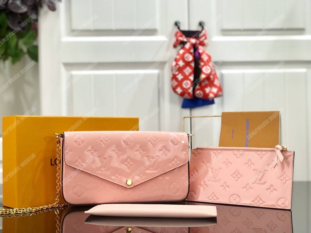 LV Pochette Felicie Monogram Vernis Leather Tivoli