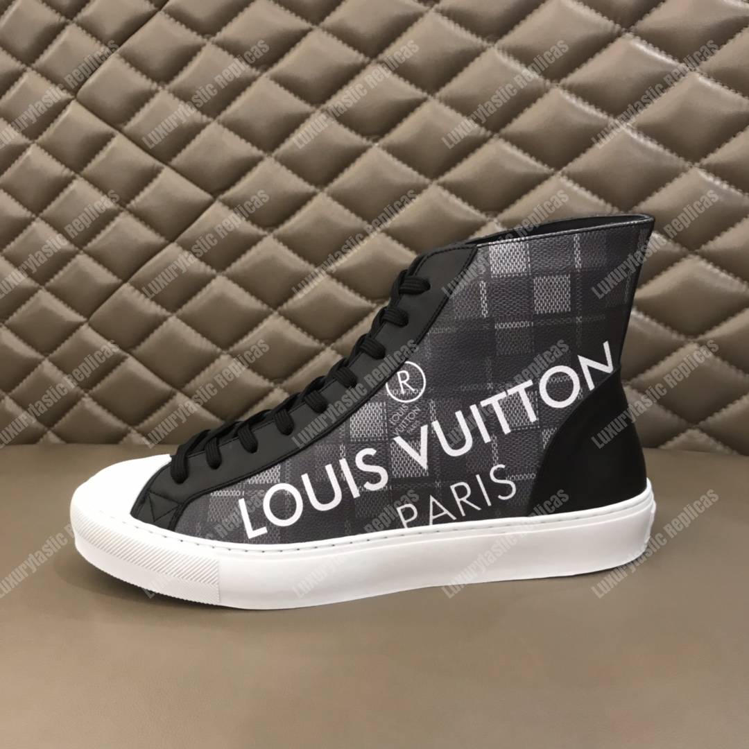 LV Tattoo Sneaker Boot Dameir Tartan Canvas Black