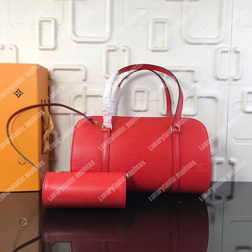 LV Soufflot Bag Black Epi Leather Red
