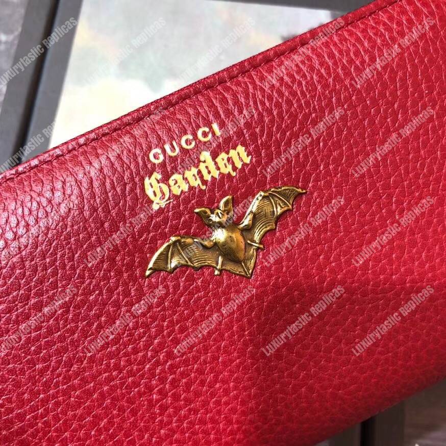 G*u*i garden leather zip around wallet red with bat