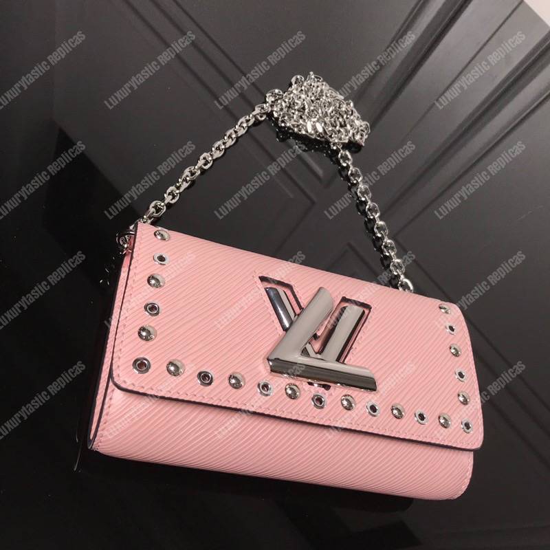 LV Twist Chain Wallet Epi Leather Rose Ballerine