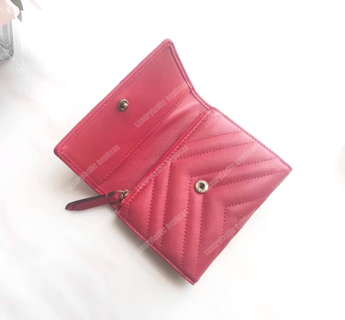 G*u*i gg marmont matelassé wallet hibiscus red