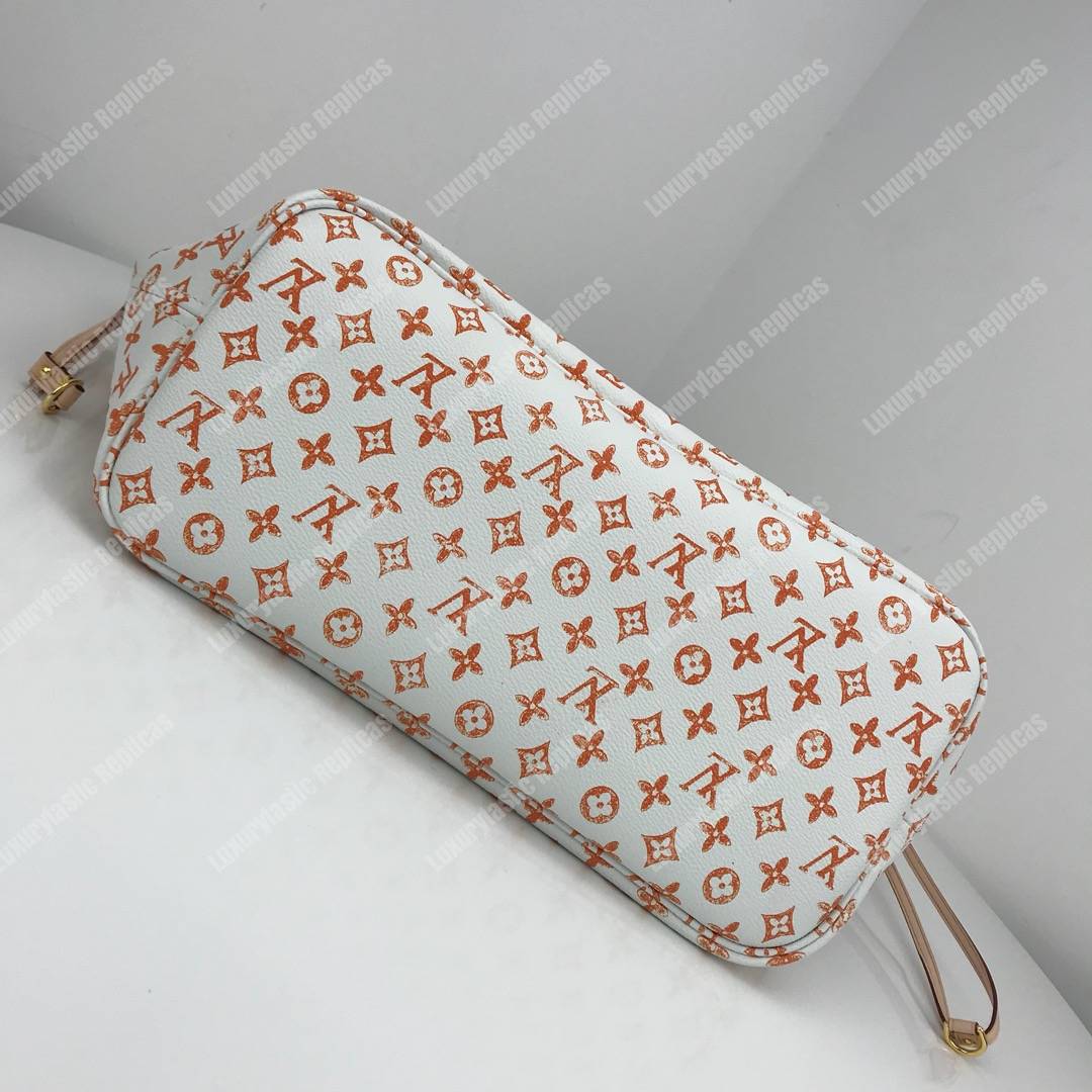 LV Neverfull MM Catogram White/Orange