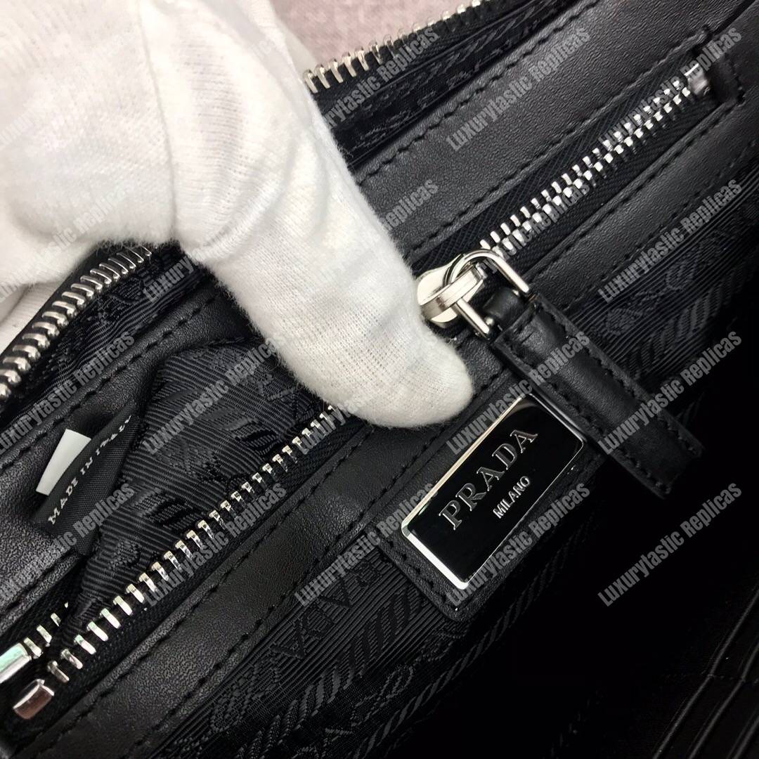 Pra*a saffiano leather men’s bag black / grey