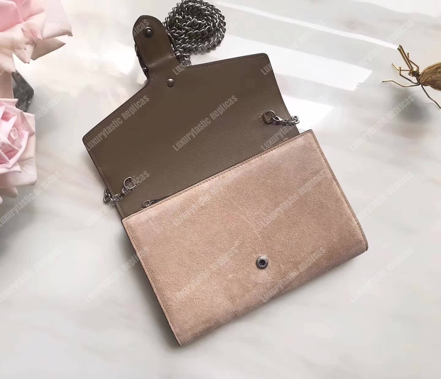 G*u*i dionysus suede mini chain bag taupe