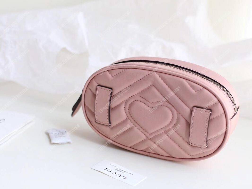 G*u*i gg marmont matelassé leather belt bag pink