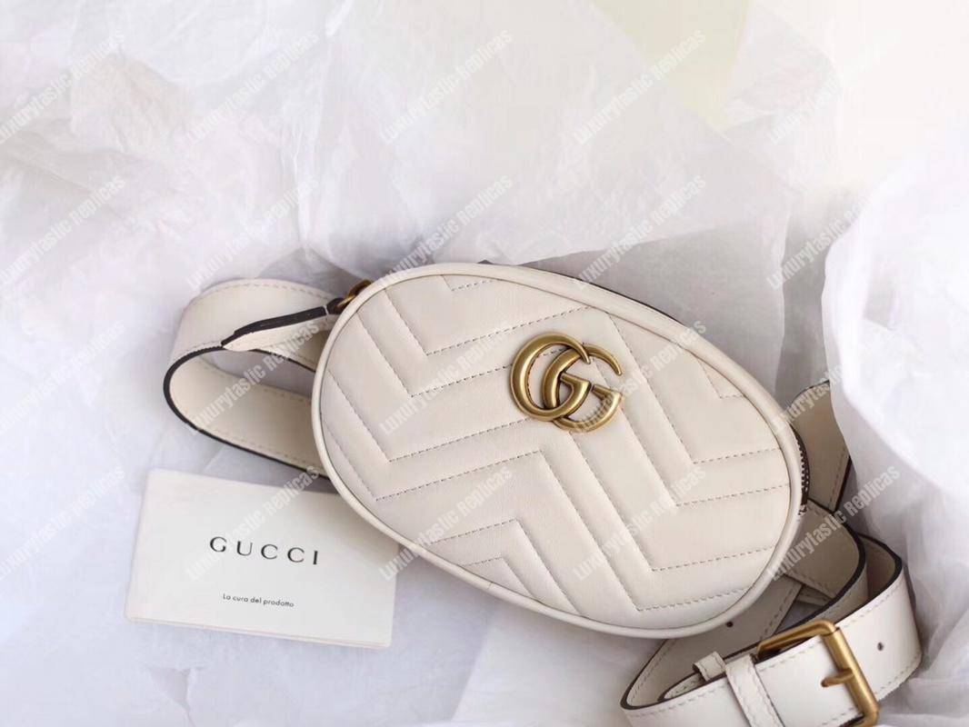 G*u*i gg marmont matelassé leather belt bag white