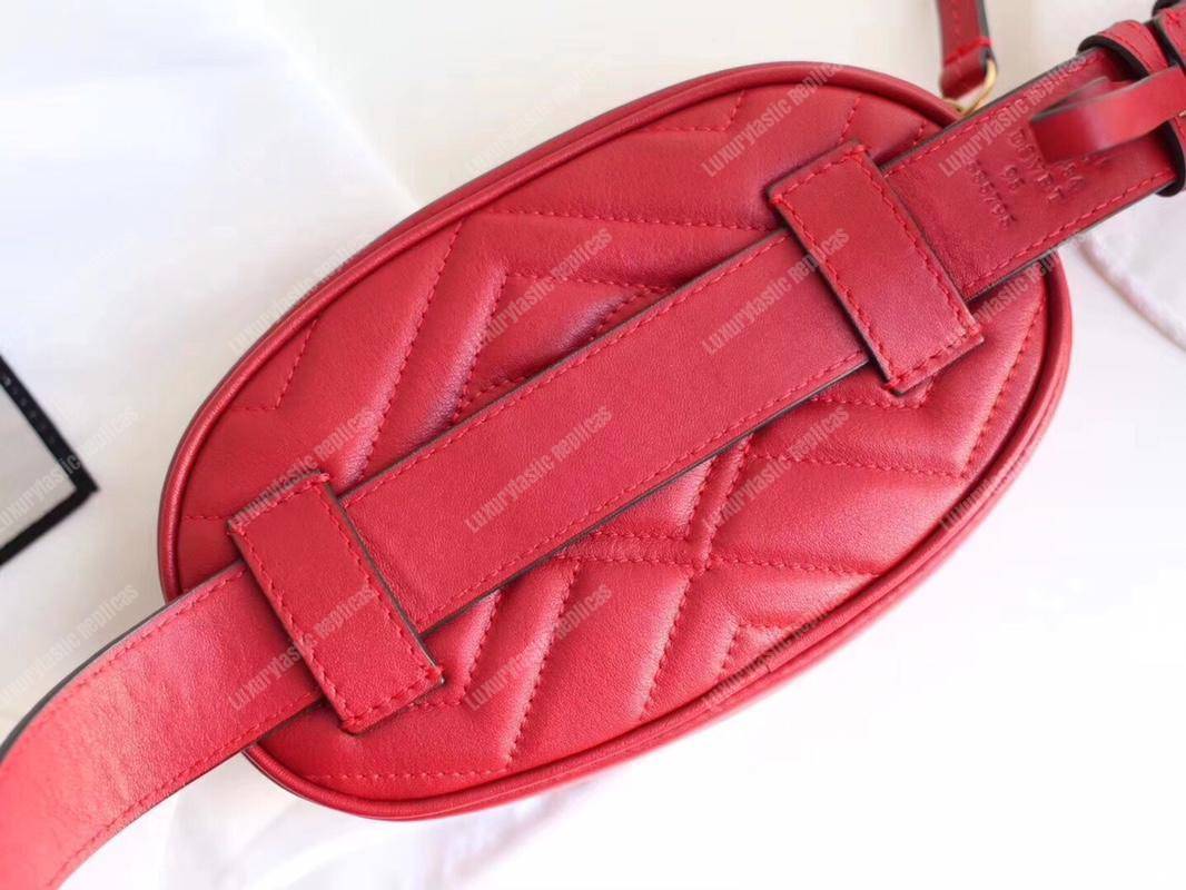 G*u*i gg marmont matelassé leather belt bag hibiscus red