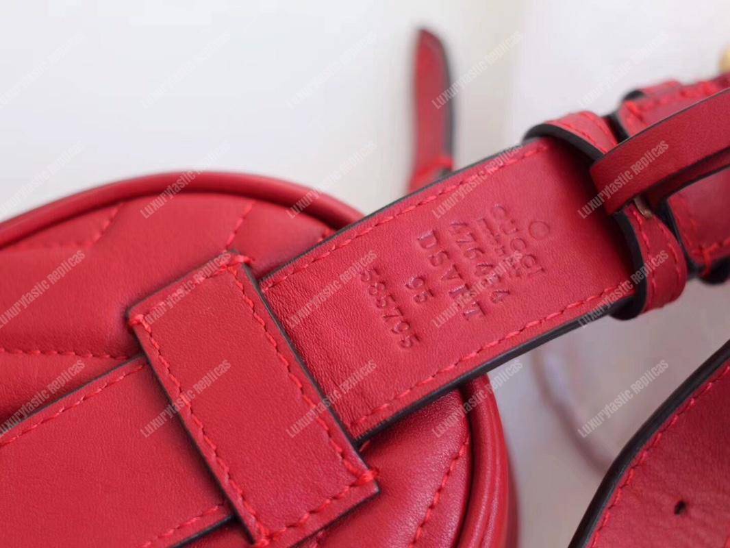 G*u*i gg marmont matelassé leather belt bag hibiscus red