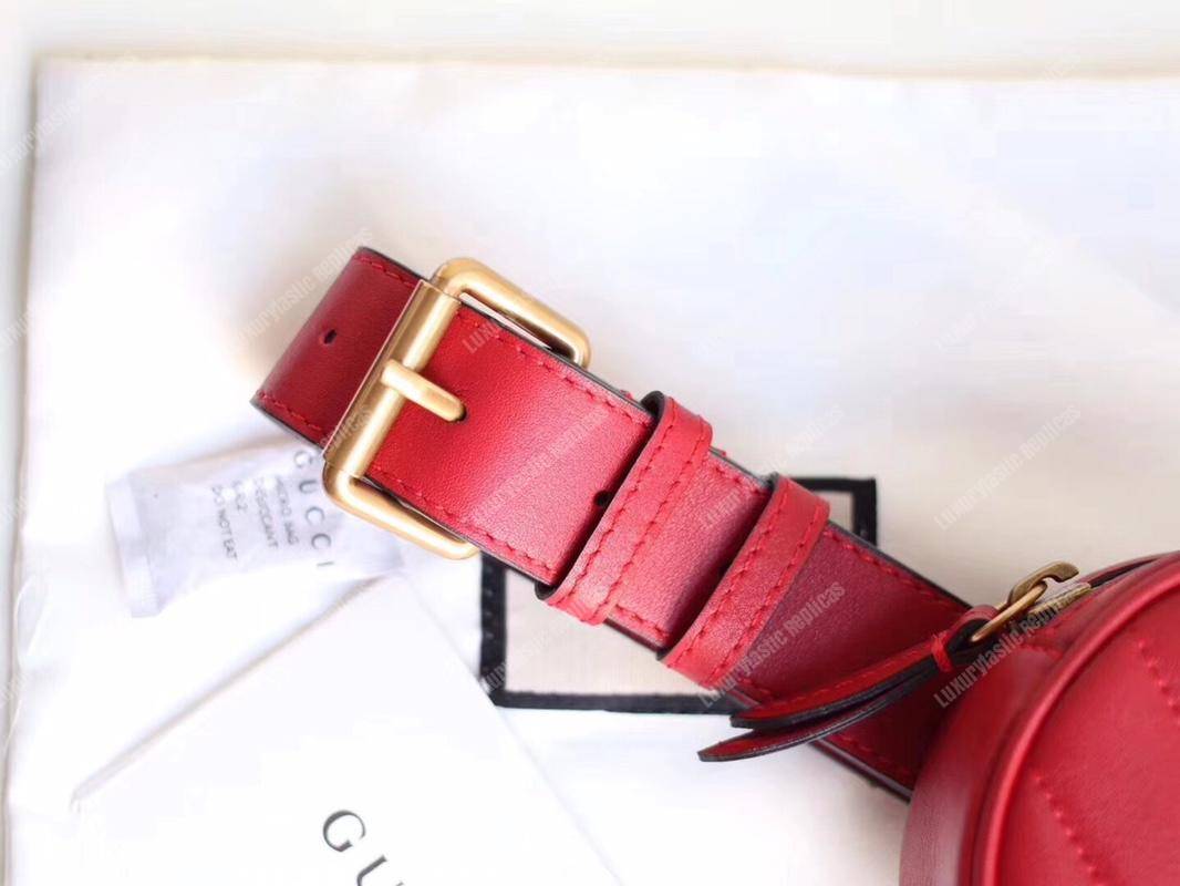 G*u*i gg marmont matelassé leather belt bag hibiscus red
