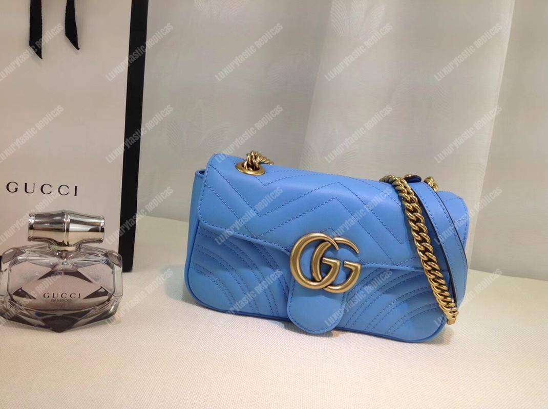 G*u*i gg marmont matelassé mini bag light blue