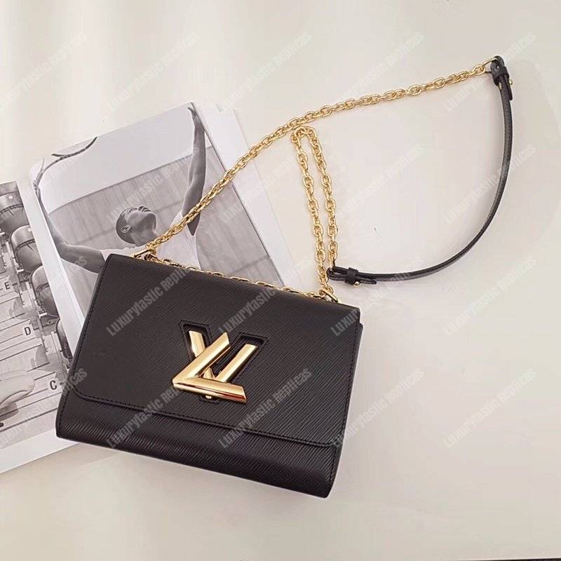 LV Twist MM Epi Leather Black Gold-Colored Lock