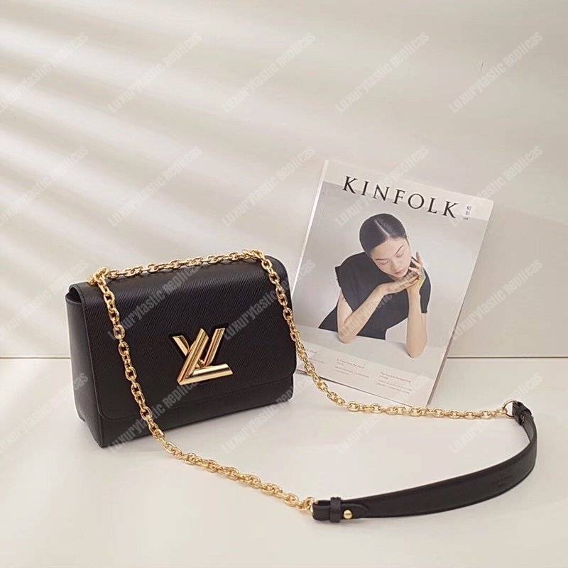LV Twist MM Epi Leather Black Gold-Colored Lock