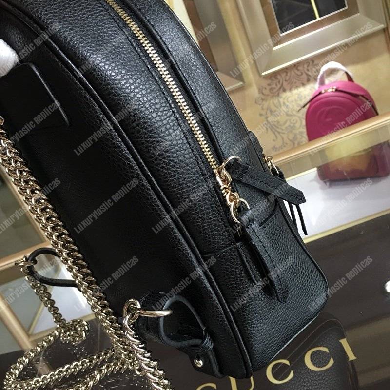 G*u*i soho leather chain backpack black