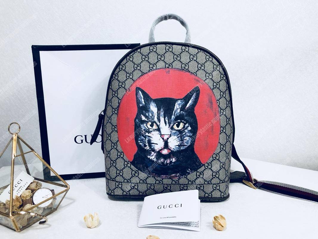 G*u*i red mystic cat patch gg sup*e backpack﻿ bag