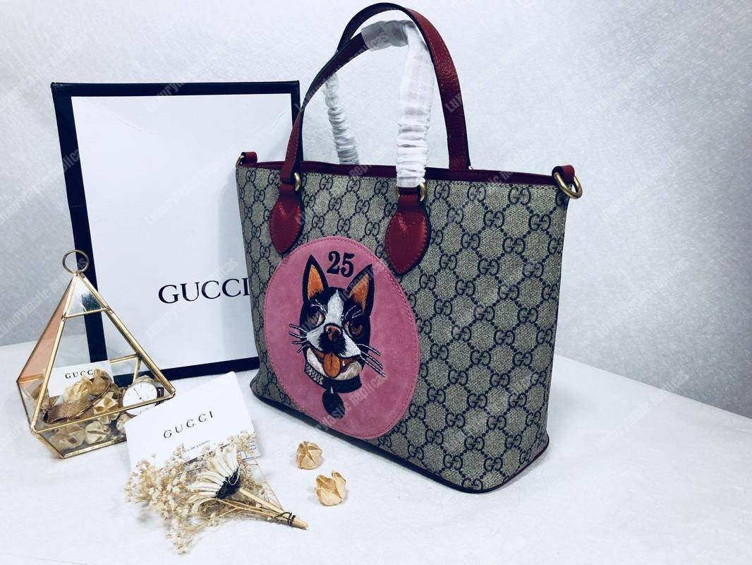 G*u*i pink bosco patch gg sup*e tote bag